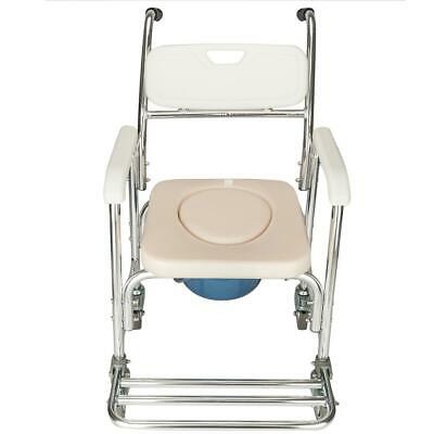 Shower Commode Wheelchair Toilet And Bedside Transport Chair W/ Padded Seat New