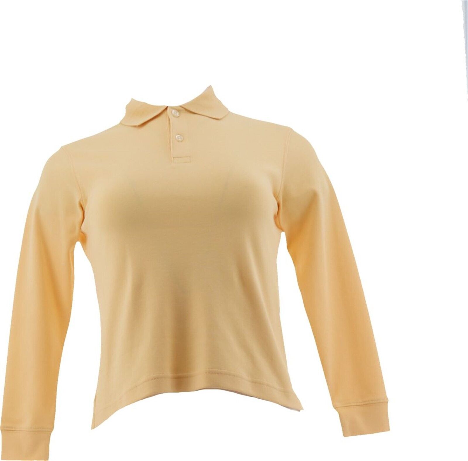 Lands' End School Uniform Kids Long Slv Interlock Polo Shirt Maize XL # 051369