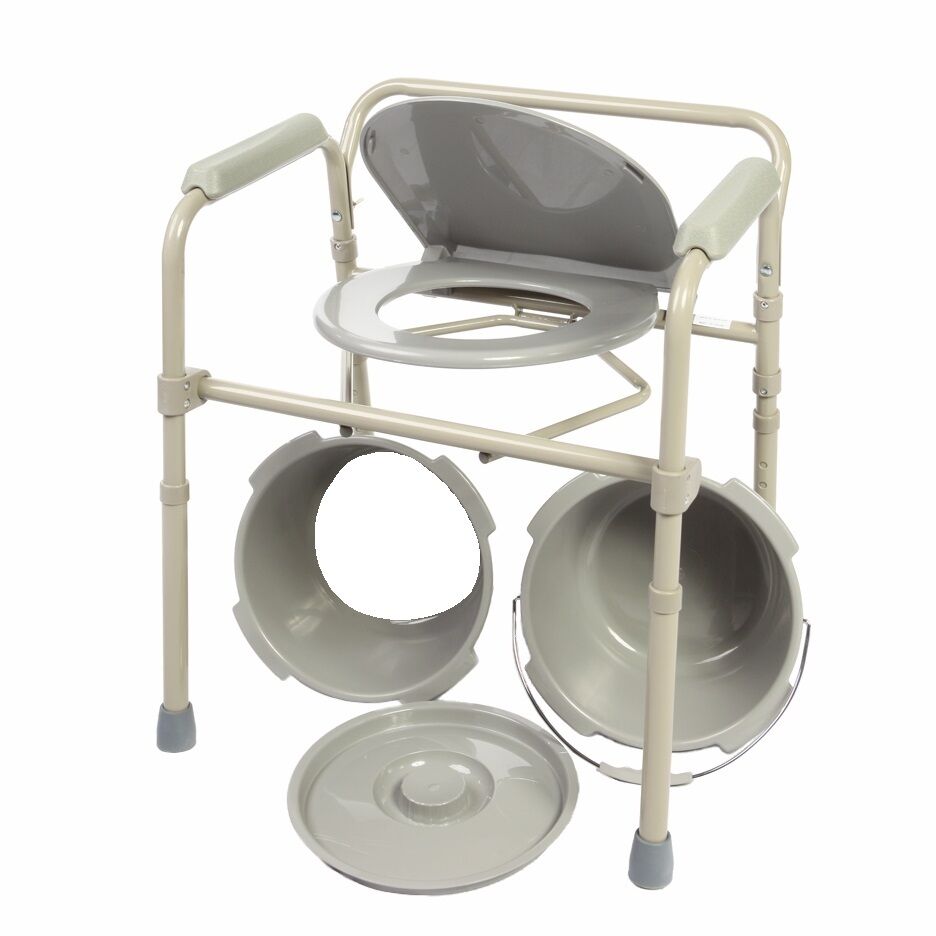 Commode Chair Folding Bedside Chair Commode With Commode Bucket And Splash Guard