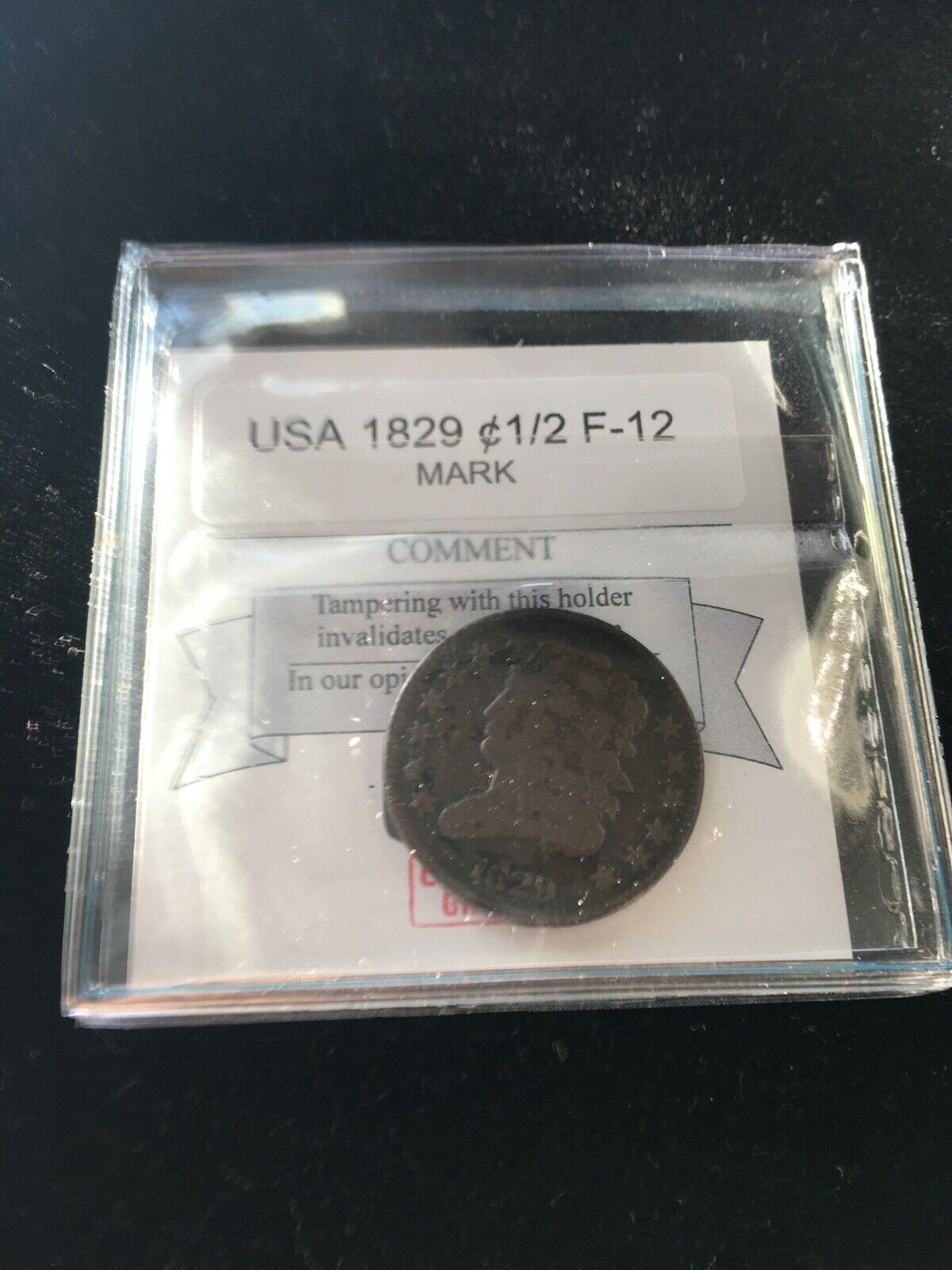 1829  USA, Half Cent, Mark