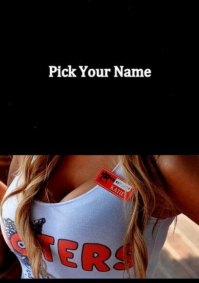 Hooters Girl Uniform Pic Name Tag Engraved Orange Halloween Dress up costume Pin