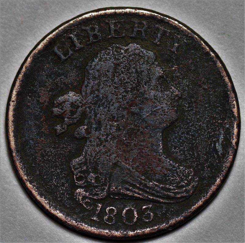 1803 Draped Bust Half Cent - US 1/2c Copper Penny Coin - L21