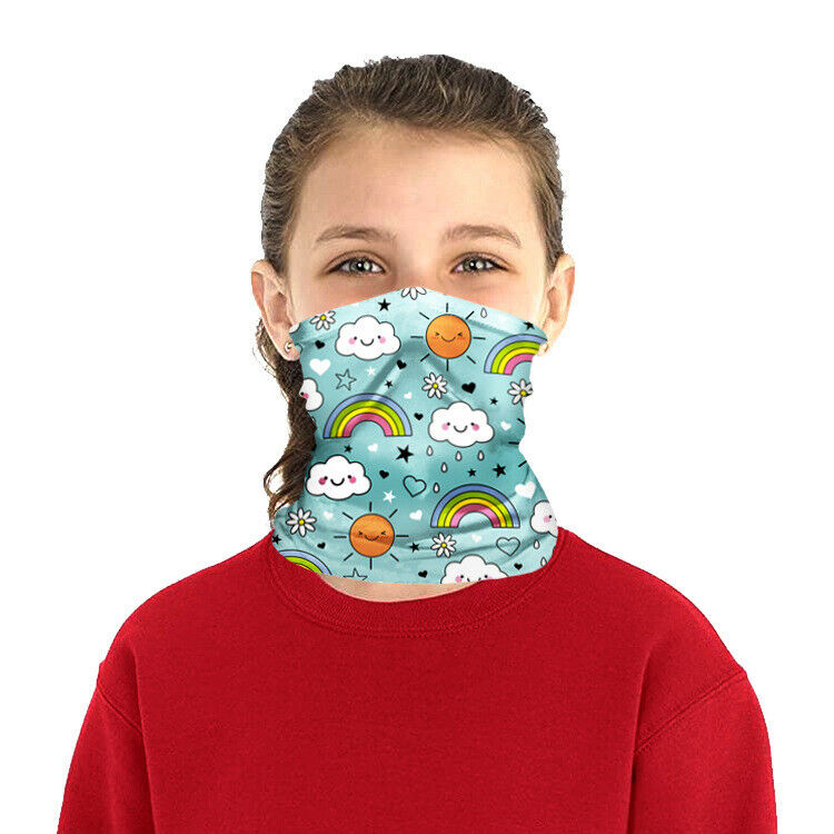 KIDS(4-12 YR) Face Mask Bandana Neck Gaiter Head Band Multi-Use Tube Scarf Cover