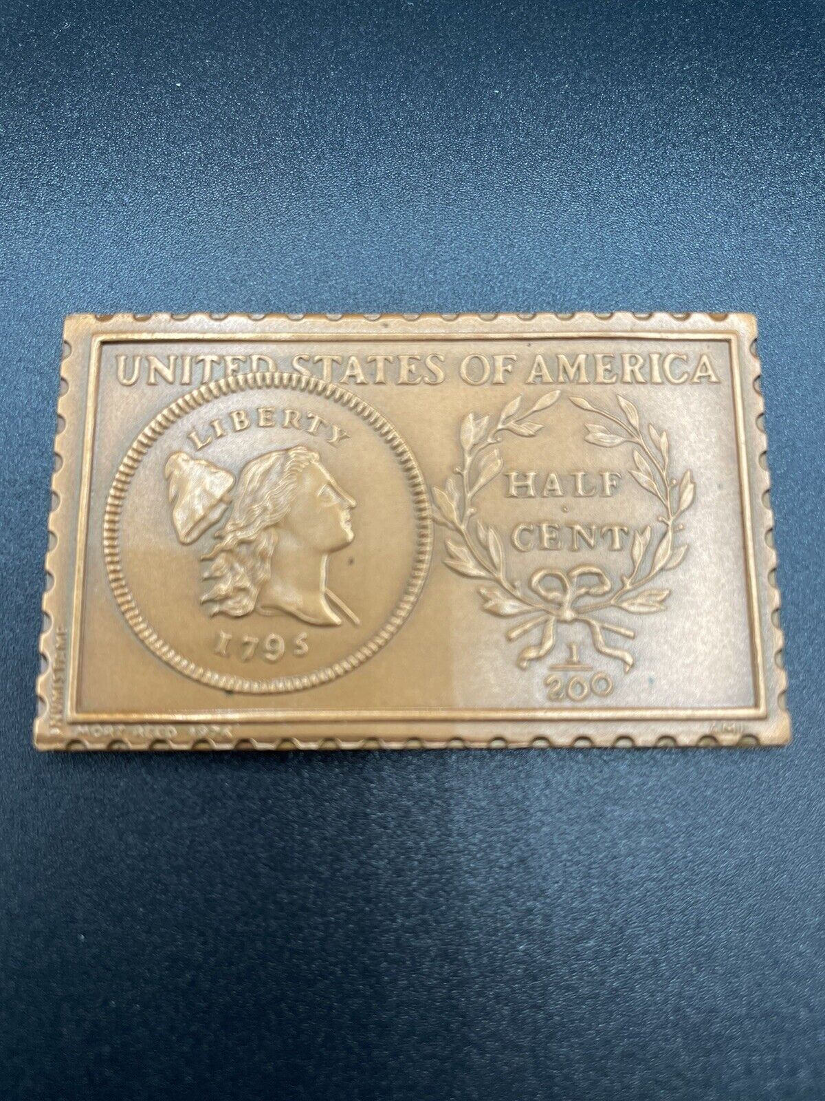 1795 U.S. Numistamp, Liberty Cap 1/2 Half Cent, SERIAL #413  1976 Mort Reed